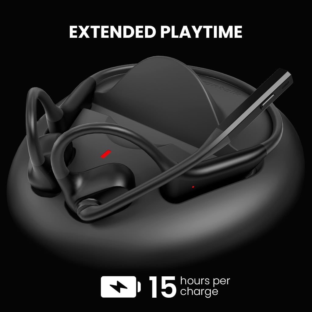 Avantalk Lingo N21 - Open-Ear Kabellos Headset mit Geräuschunterdrückendem Boom-Mikrofon & Ladestati