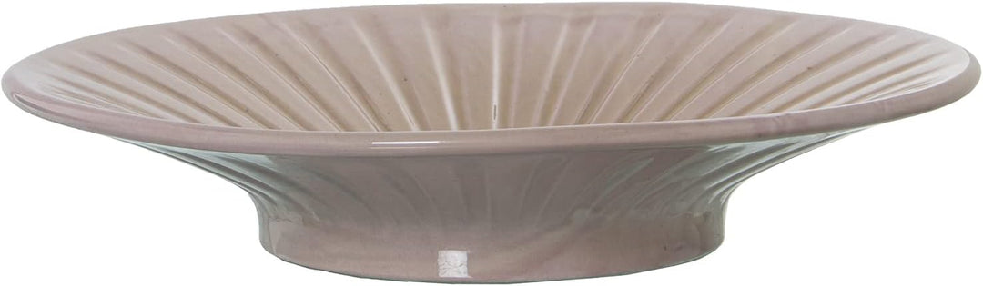 DRW Runde Keramikmitte gerippt in Hellrosa 38 x 7 cm, Mehrfarbig, estandar