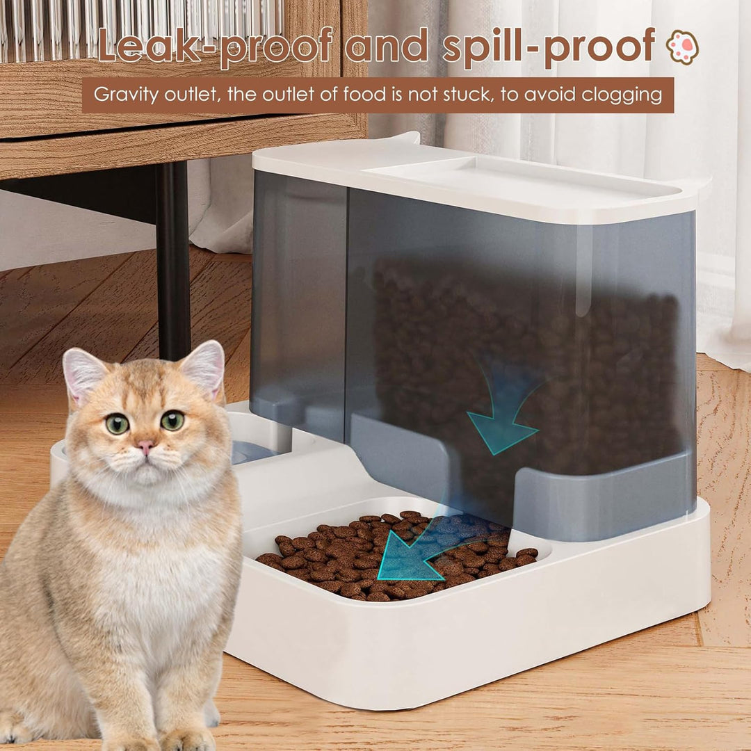 Futterautomat Katze Set, 3.8L 2-in-1 Automatischer Gravity Katzen Hund futterautomaten Wasserspender