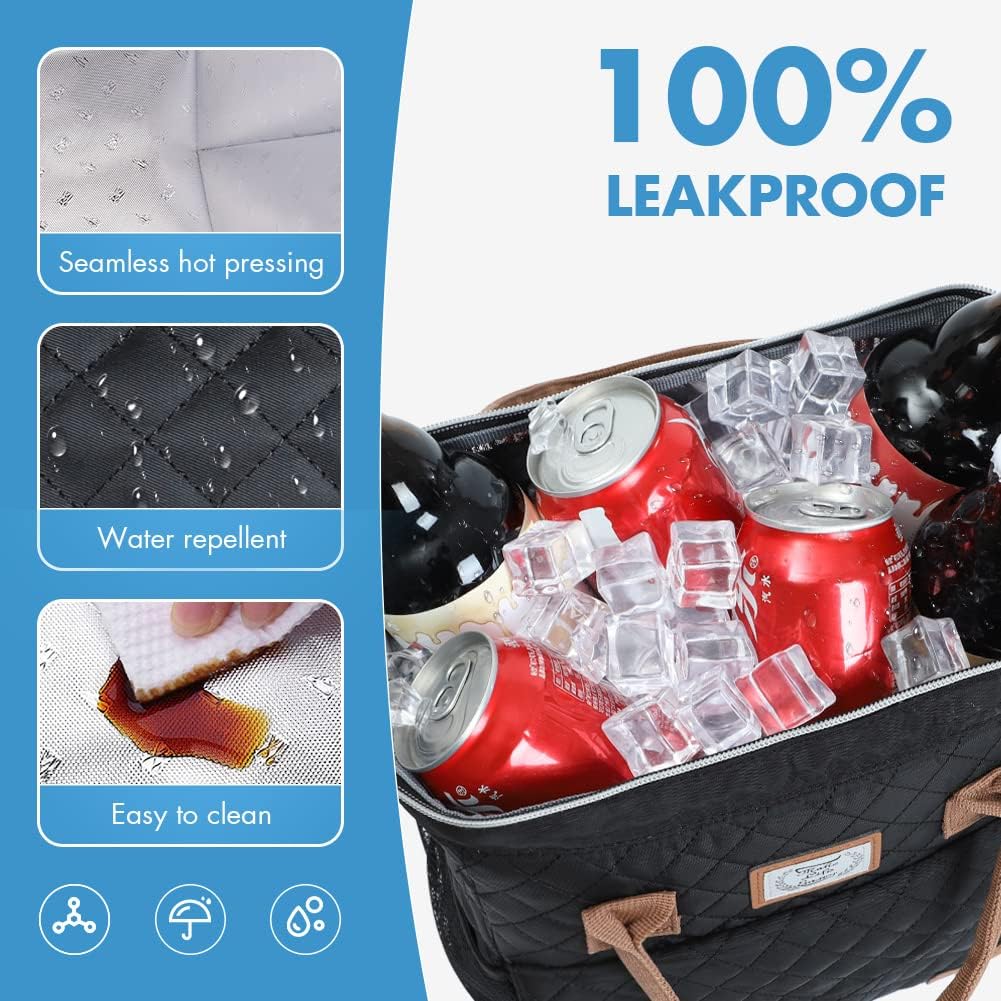 Lekesky Kühltasche Damen Lunchtasche Isolierte für Frauen Auslaufsichere Weit Geöffnete Lunchbox, 11