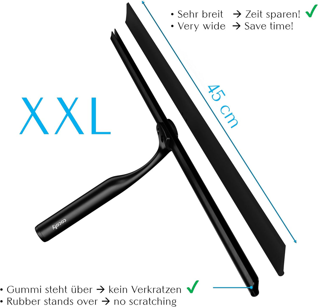 Duschabzieher schwarz matt breit XXL 45 cm | NUR Duschabzieher ohne Zubehör | Flitsche Dusche Duschw