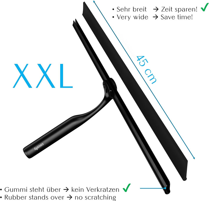 Duschabzieher schwarz matt breit XXL 45 cm | NUR Duschabzieher ohne Zubehör | Flitsche Dusche Duschw
