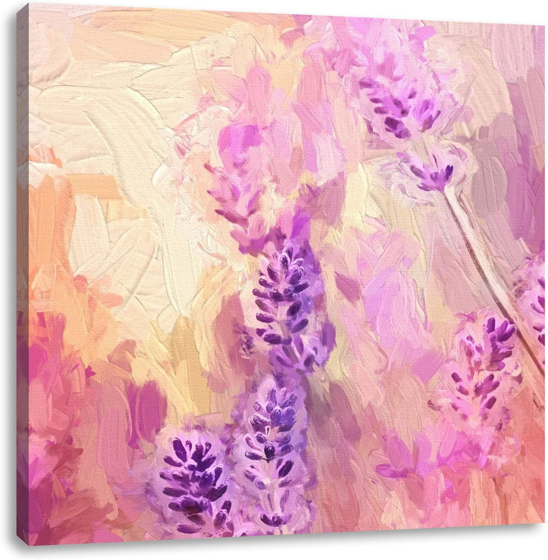 schöner Lavendel, Format: 70x70 auf Leinwand, XXL riesige Bilder fertig gerahmt mit Keilrahmen, Kuns