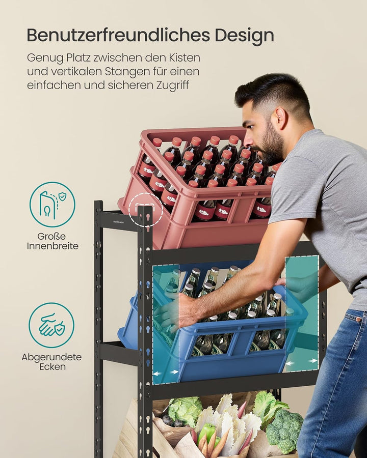 SONGMICS Getränkekistenregal, für 3 Getränkekisten, 3 Ebenen, Jede Ebene bis 30 kg belastbar, Geträn