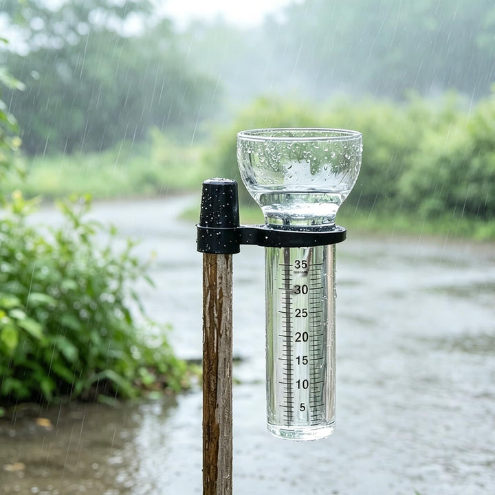 2 Stück Regenmesser Glas 35mm Frostsicher, Regenmesser Ersatzglas mit Halterung und Klarer Skala, Ni
