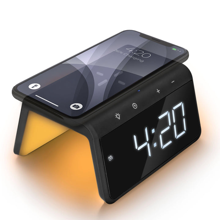 Caliber Wecker mit Ladestation - Wecker Digital mit Wake Up Light - Wecker mit Licht - Dimmbarer LED