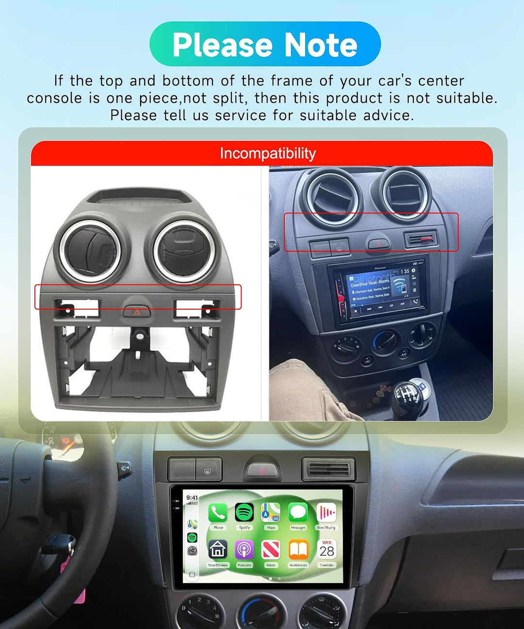 Rimoody 4G+64G Android 15 Autoradio für Ford Fiesta Mk5 2002-2008 9 Zoll Incell Touchscreen Autoradi