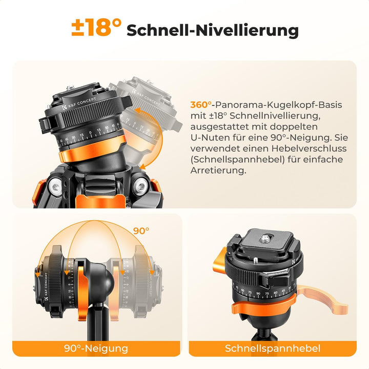 K&amp;F CONCEPT Stativ Kamera, 153cm Carbon Stativ, Leichtes Tripod, Flexibles Kamera Stativ Kompaktes R