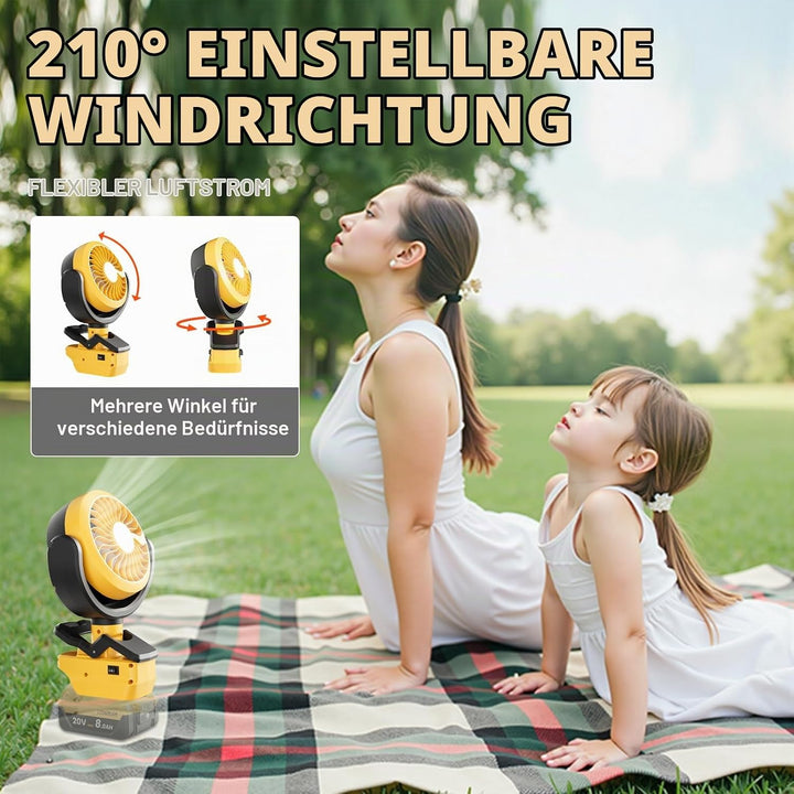 Bonadget 2-in-1 Akku Ventilator für DCB182 18V Akku((ohne Akku)) Tragbare Clip-On-Ventilator mit 2 M