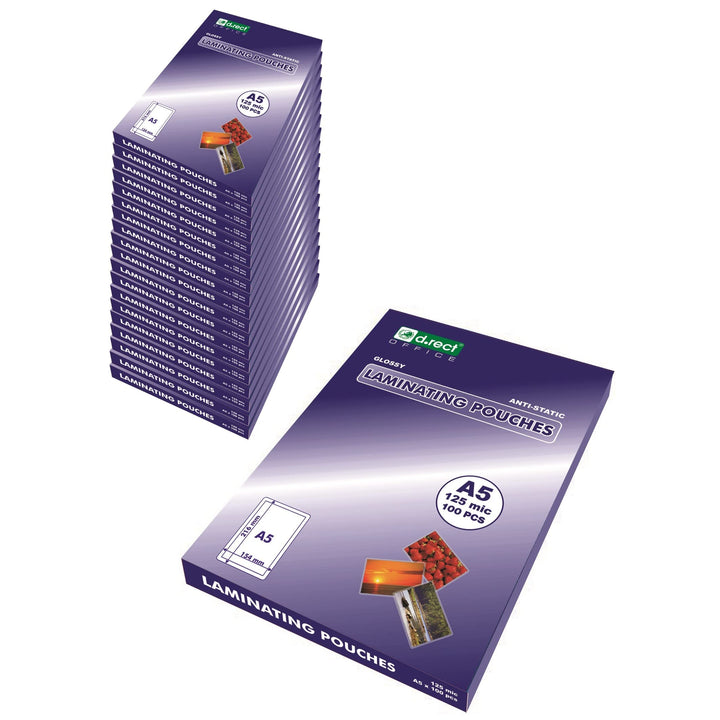 D.RECT Verpackung 20x100 Stück | Laminierfolien Heisslaminierfolien glänzend transparent | DIN A5 12