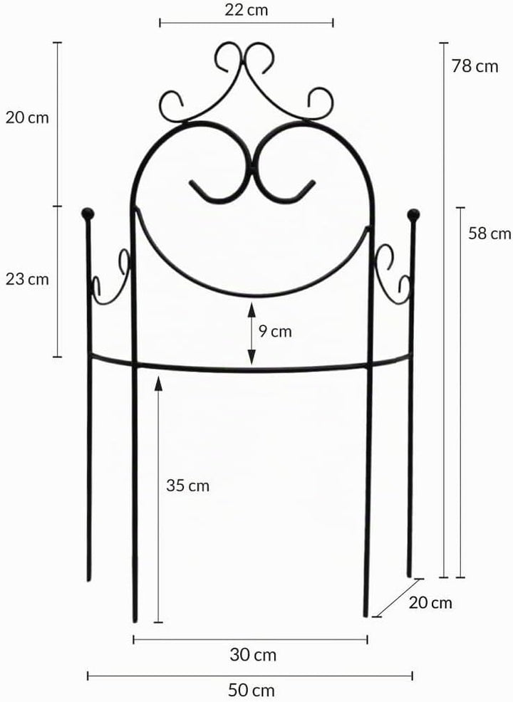 KUHEIGA Beetzaun 78x 51cm Beetbegrenzer Rankgitter halbrund Rost Metall Volleisen