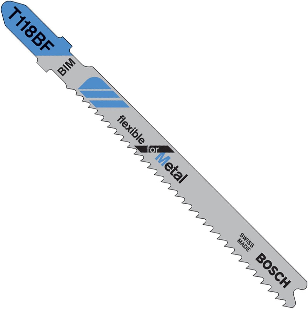 Bosch 5x Stichsägeblatt T 118 BF Flexible for Metal (für Stahlbleche, Professional Zubehör Stichsäge