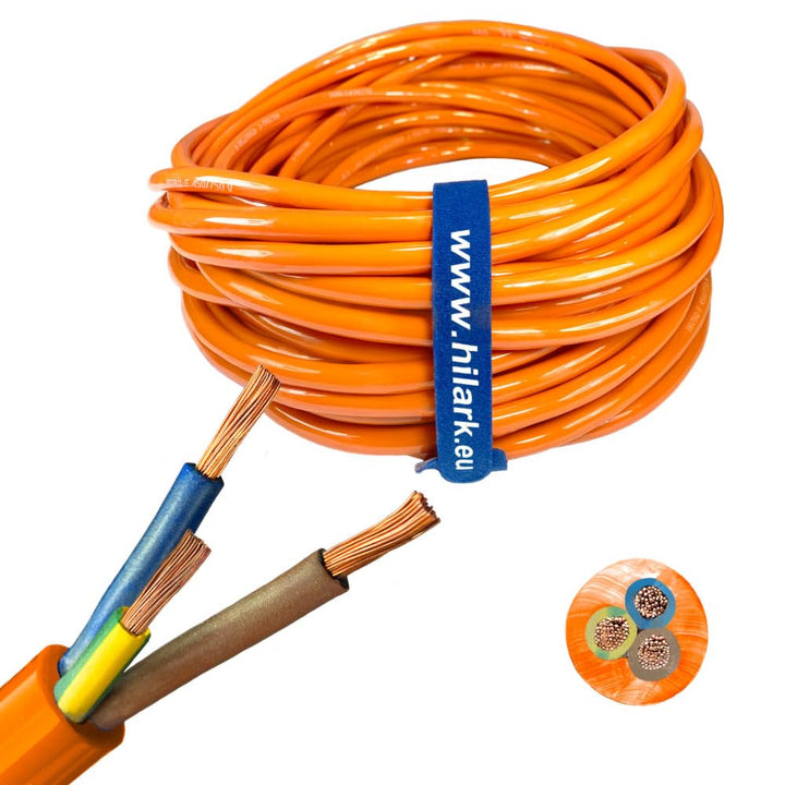 Hilark Kabel H07BQ-F 3x2.5mm2 Litze orange (20 Meter, Orange) 20 meter Orange, 20 meter Orange