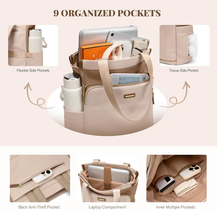 GOLF SUPAGS Convertible Laptop-Rucksack für Frauen Casual Daypack Notebook Tote Bag für Arbeit Hochs