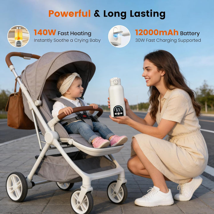 Tragbarer Flaschenwärmer Baby, 500-ml-Milchwärmerbecher, 140 W Schnellaufwärmung für Muttermilch und