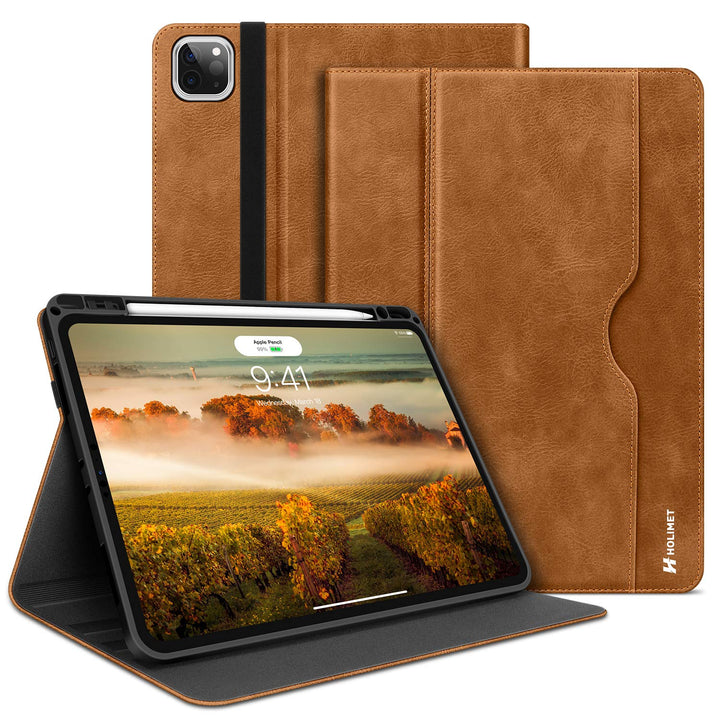iPad Pro 11 Case 2021 3rd/2nd/1st Generation 2020 2018 with Pencil Holder Brown Burgundy, Burgundy