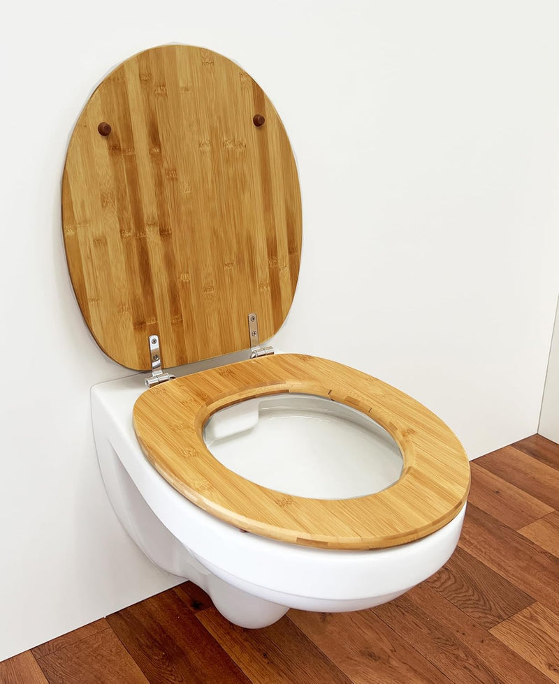 ADOB WC Sitz Klobrille Bambus dunkel Bamboo Natur, umweltfreundlich, warm, rostfreie Edelstahlscharn