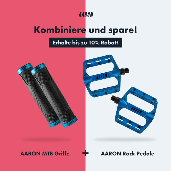 AARON MTB Fahrradgriffe mit Gel Auflagefläche - Lenkergriffe aus rutschfestem Gummi inkl. Lenkerendk