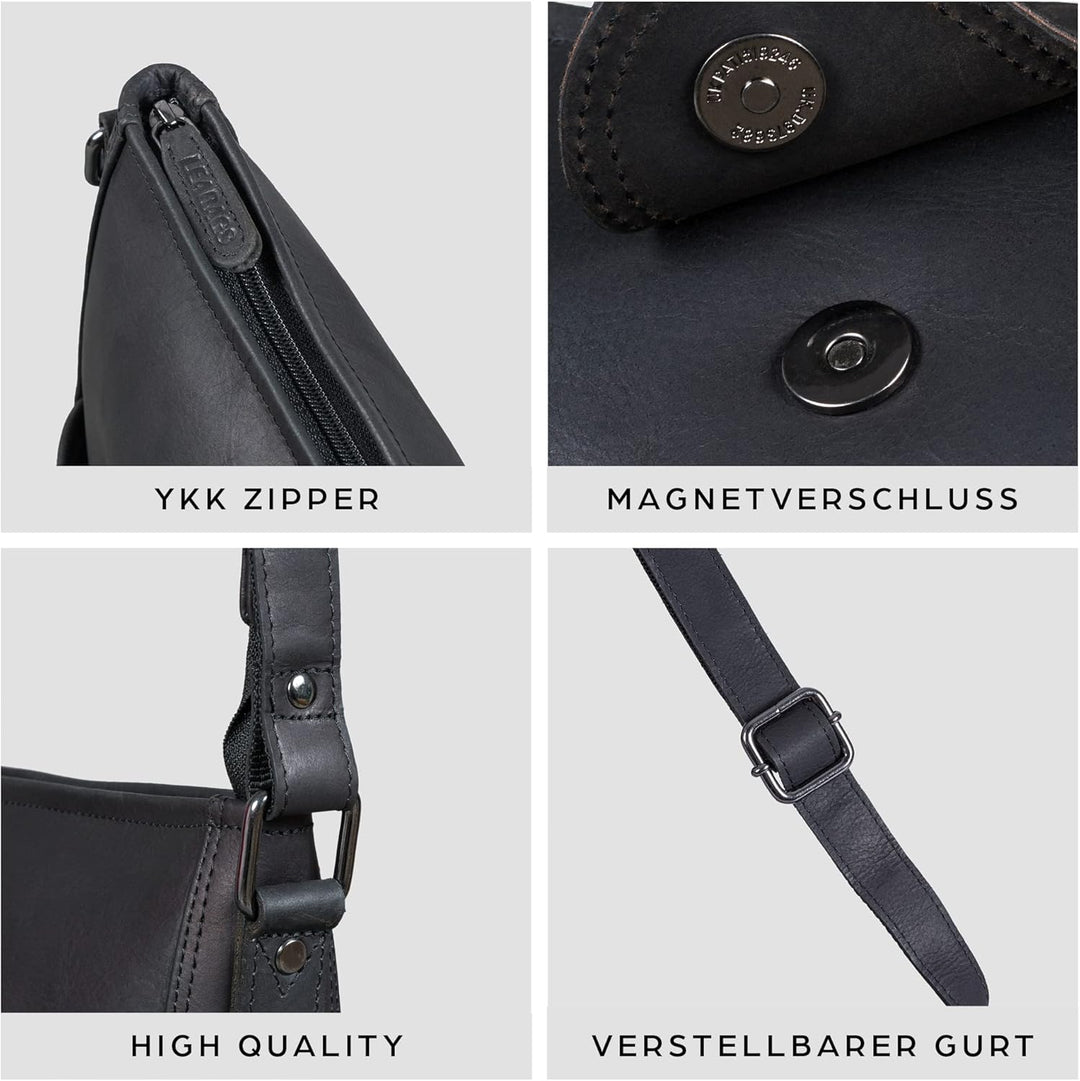 LEABAGS Leder Handtasche Damen I Premium Echtleder Umhängetasche I Damen Schultertasche I Damentasch