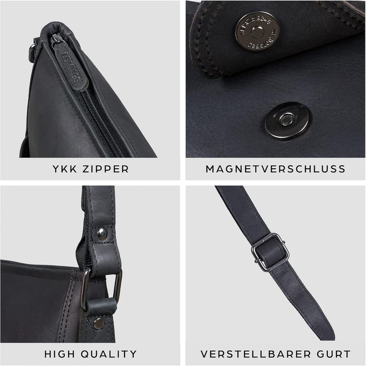 LEABAGS Leder Handtasche Damen I Premium Echtleder Umhängetasche I Damen Schultertasche I Damentasch