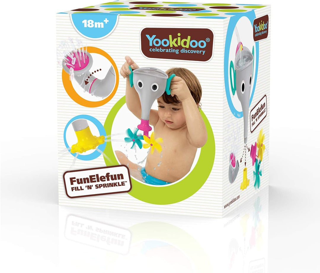 Yookidoo FunEleFun Fill ’N’ Sprinkle Badespielzeug – Elefantenrüssel-Trichter mit 3 austauschbaren A