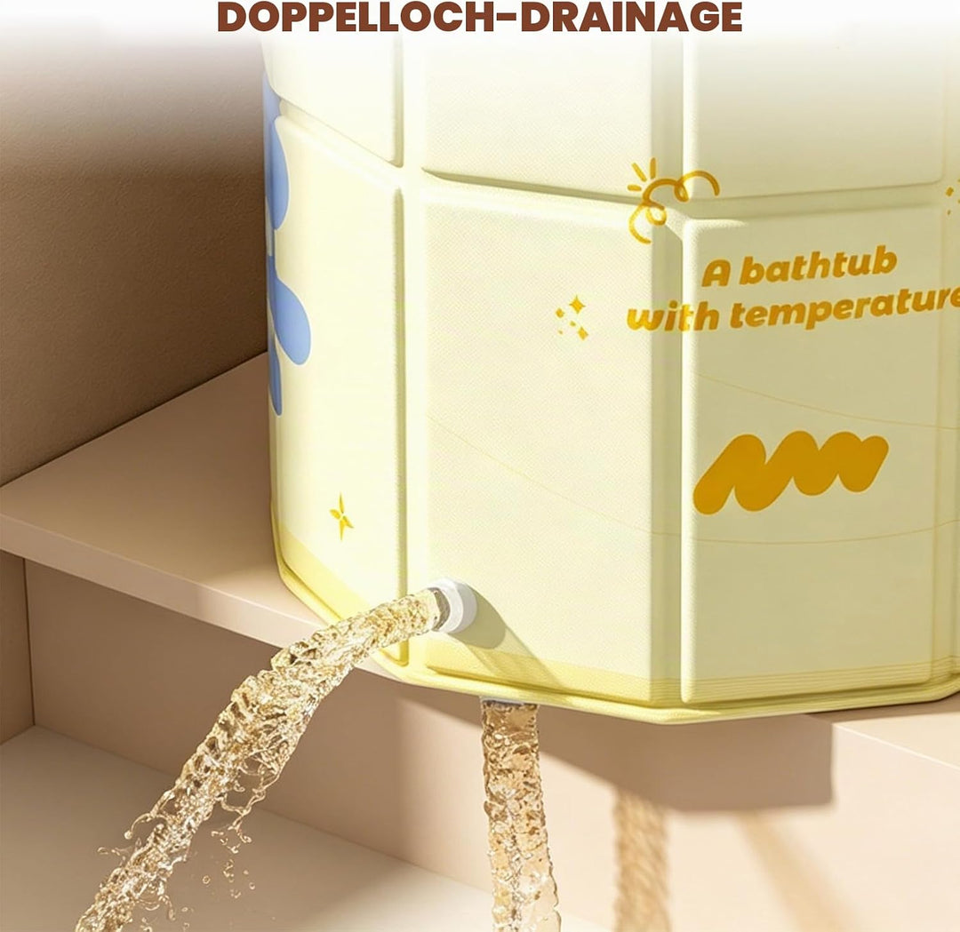 Faltbare Badewanne Gelb 70x80cm,Faltbarer Rand "Step-in" Eingang für Senioren &amp; Kinder,Sitzbadewanne