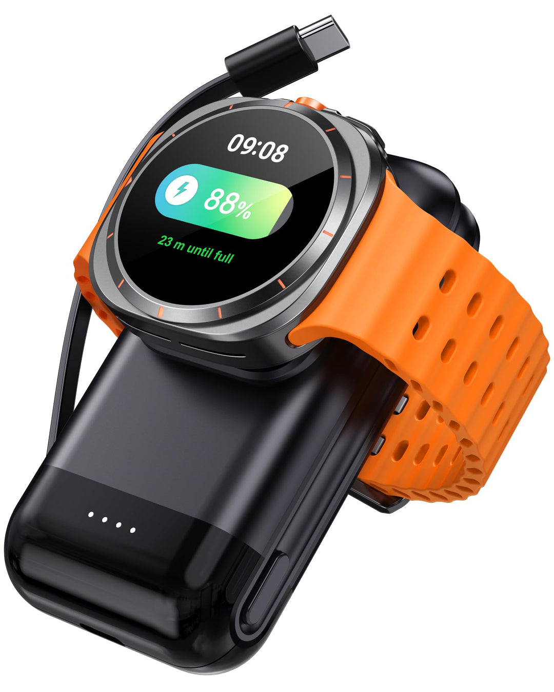 leChivée Induktive Ladestation für Samsung Watch, 6000mAh Power Bank Magnetische Ladegerät Tragbares