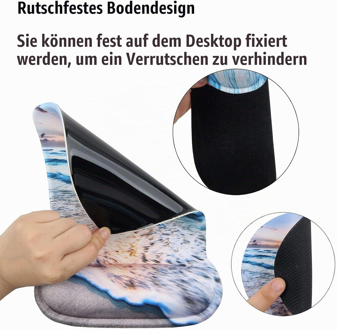 Mauspad mit Handauflage, Mauspad mit Gelkissen und Ergonomische Memory Foam Tastatur Handgelenkaufla