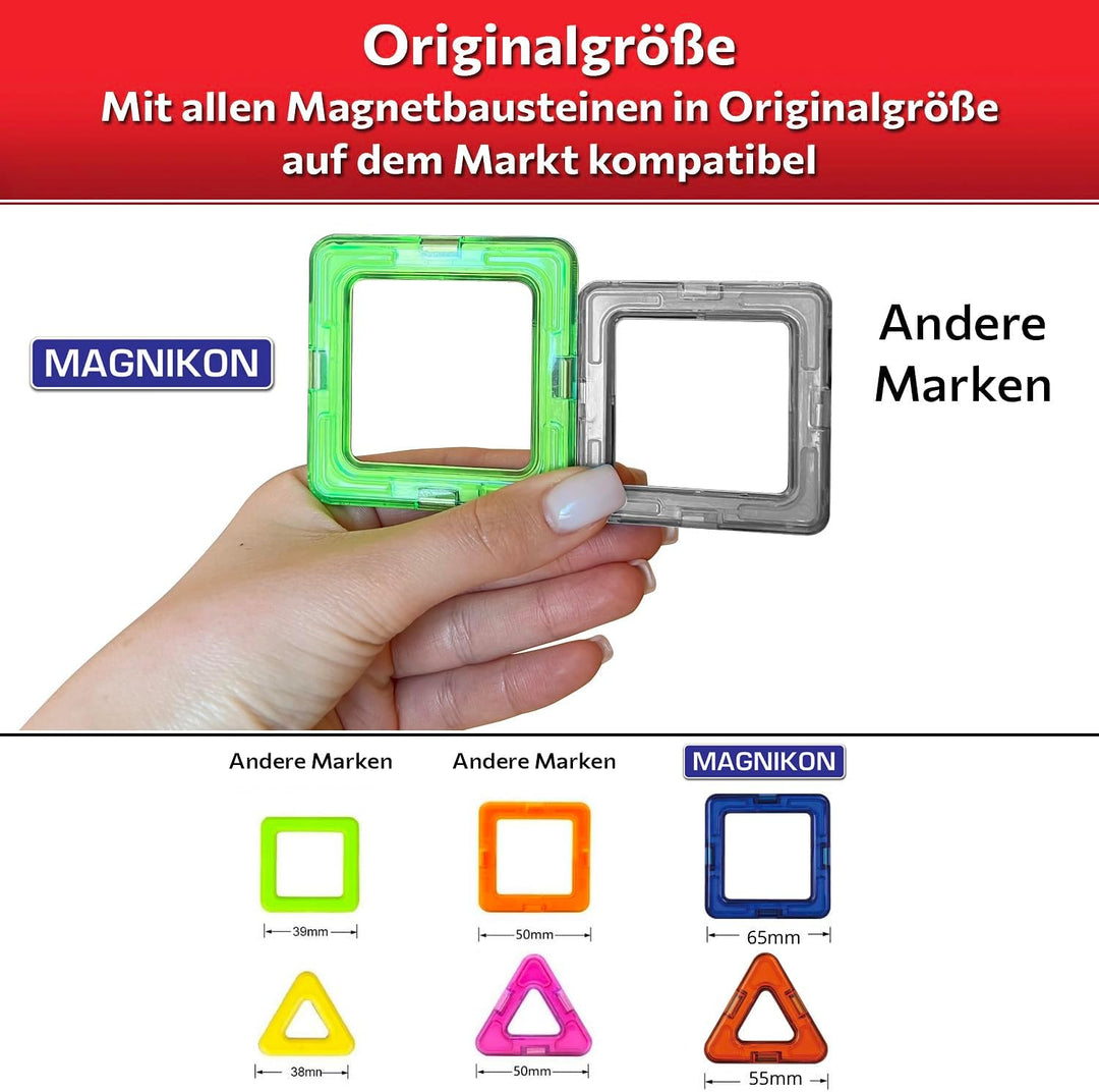 MK MAGNIKON Magnetische Bausteine, Magnetisches Bauset MK-17 Das Rennen, 17 Teile, Standardgrösse, B