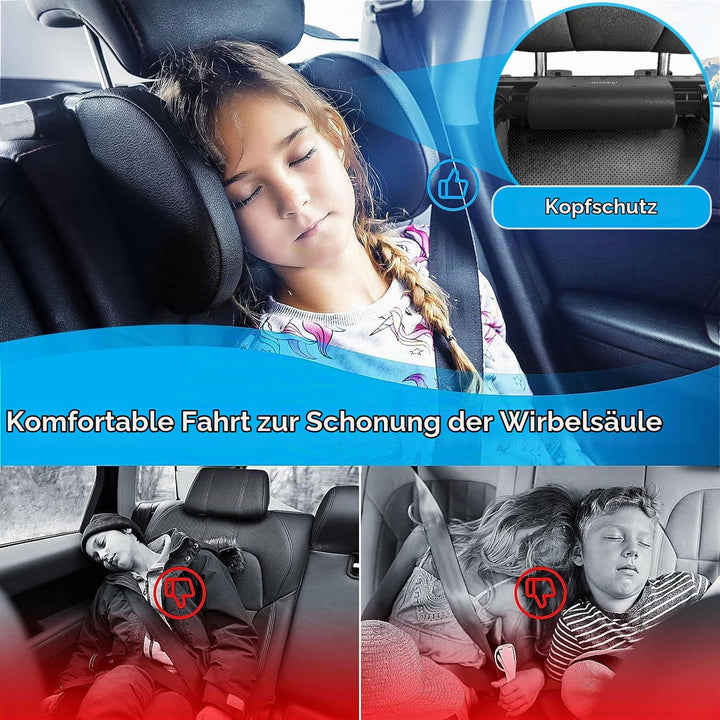 Aipwerer Kopfstütze Auto, Weichem Gedächtnisschaum,Einziehbare Abnehmbare Nackenstütze Autositz Seit