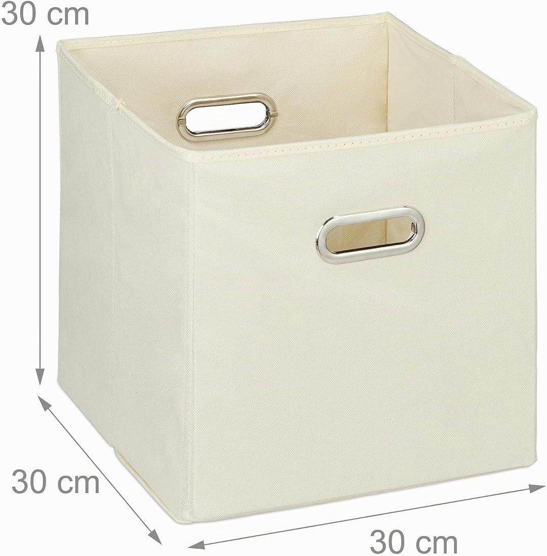 Relaxdays Aufbewahrungsbox 4er Set, Faltbare Regalboxen, HxBxT: 30x30x30 cm, mit Griffen, Faltboxen