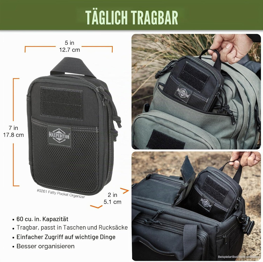Maxpedition Fatty Pocket Organizer Tasche, Schwarz, 20 in, Schwarz