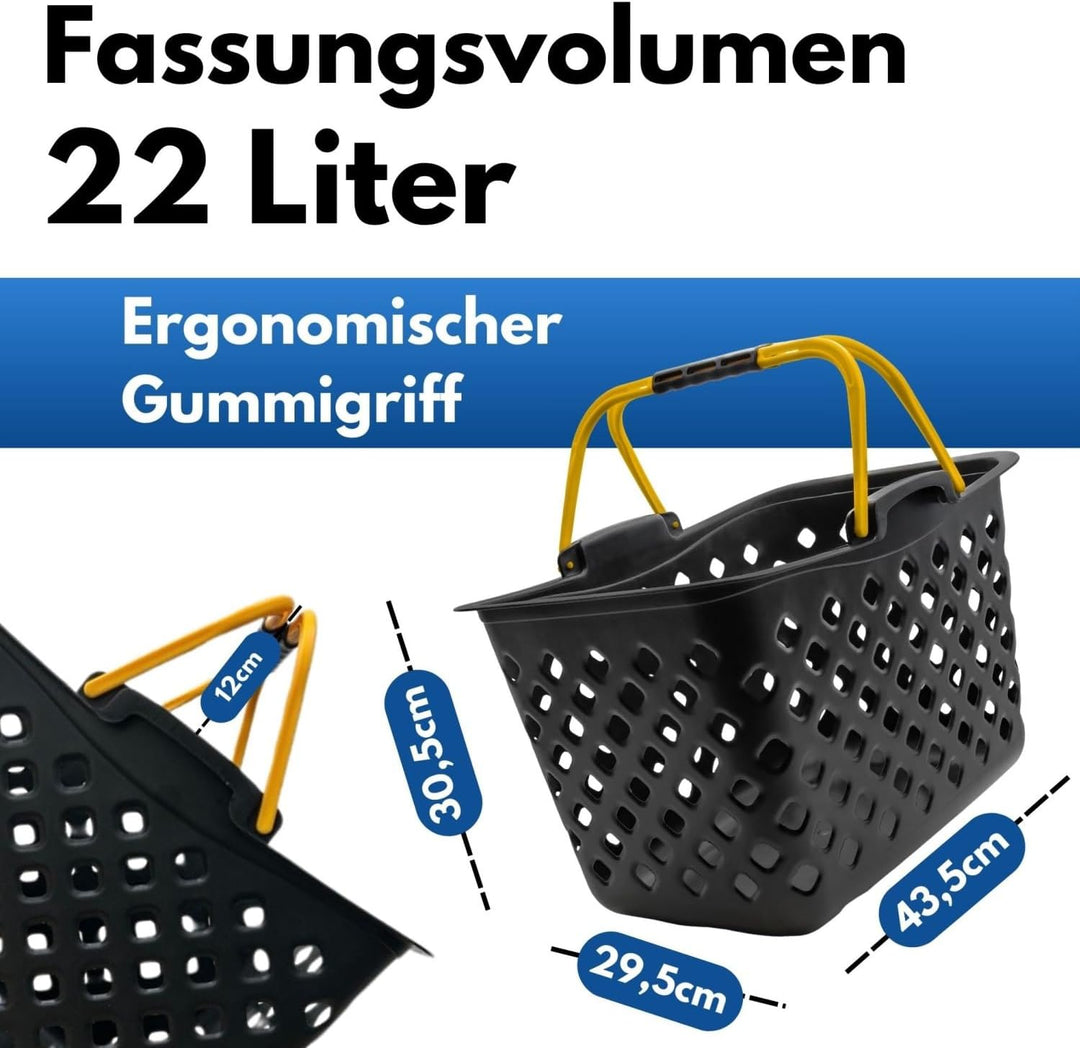 Einkaufskorb Shadow Style – 22L Kunststoff-Korb stapelbar – Mit 2 Tragebügeln für Laden & Einkauf –