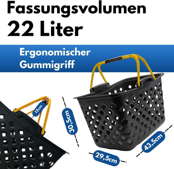 Einkaufskorb Shadow Style – 22L Kunststoff-Korb stapelbar – Mit 2 Tragebügeln für Laden & Einkauf –