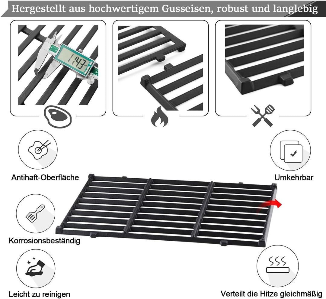 7638 Grillrost für Weber Spirit 300 Series,44,5 x 30CM Gussrost für Spirit E310 E320 E330 SP310,Gril