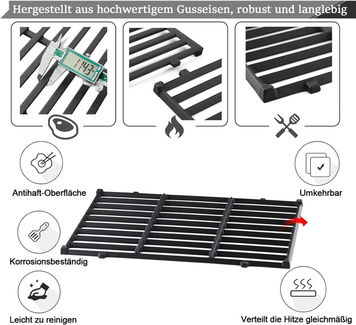 7638 Grillrost für Weber Spirit 300 Series,44,5 x 30CM Gussrost für Spirit E310 E320 E330 SP310,Gril