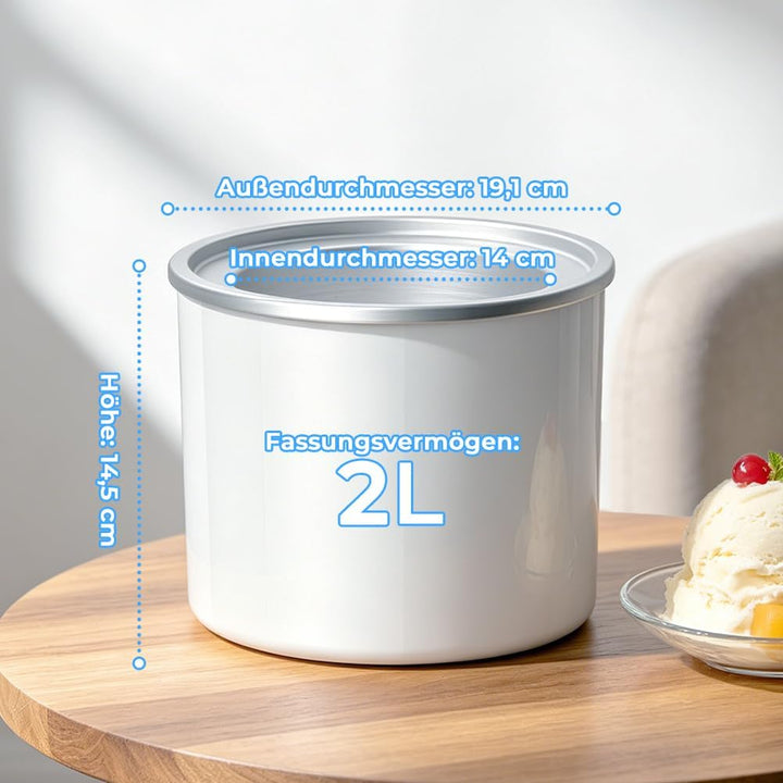 OUSFOT Eisbox Aluminium-Eis 2L für Eismaschinen SU-501/580/581/582/599