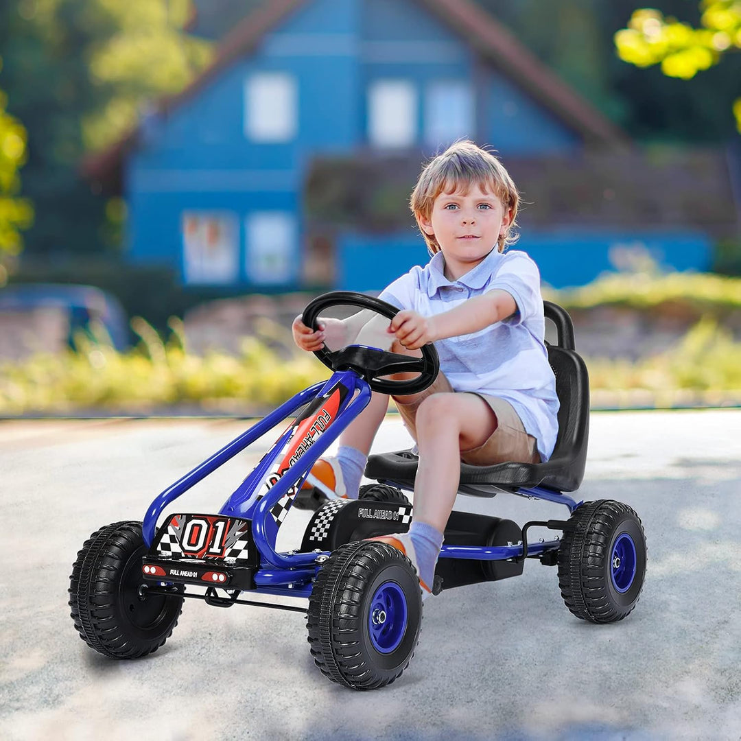 SOARS Gokart, Tretauto mit verstellbarem Sitz & Fusspedal, Go Kart mit Handbremse, Kinderspielfahrze