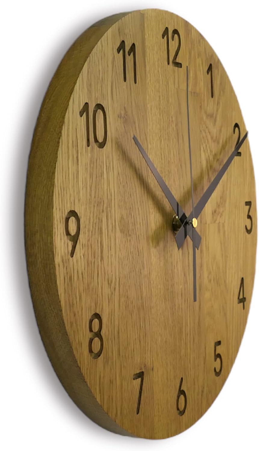 Wanduhr für die Wand MAS002 aus Echtem Eichenholz, Runde, Eiche - Honigfarbe, 50x50x2 cm, 2500 g 50
