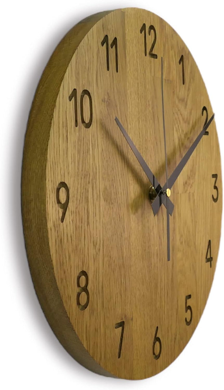 Wanduhr für die Wand MAS002 aus Echtem Eichenholz, Runde, Eiche - Honigfarbe, 50x50x2 cm, 2500 g 50