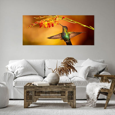 Wandbilder Dekoration Wohnzimmer Kolibri Vogel Sommer Panorama Bilder auf Leinwand 120x50cm Leinwand