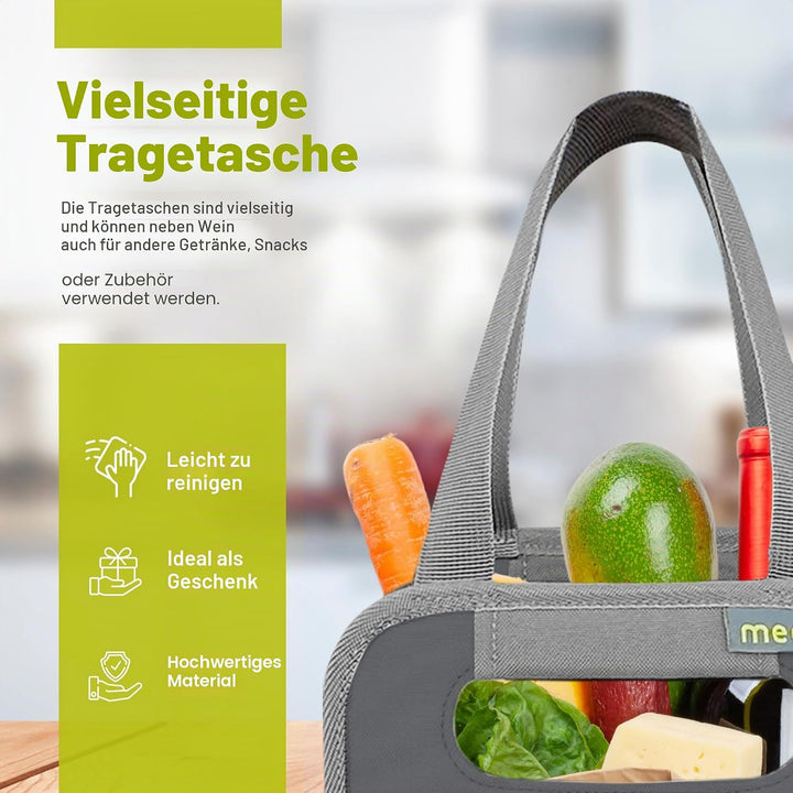 meori Grau faltbarer 6 Flaschen-Granit Flascheneinsatz herausnehmbar-Weinträger Einkaufskorb Transpo
