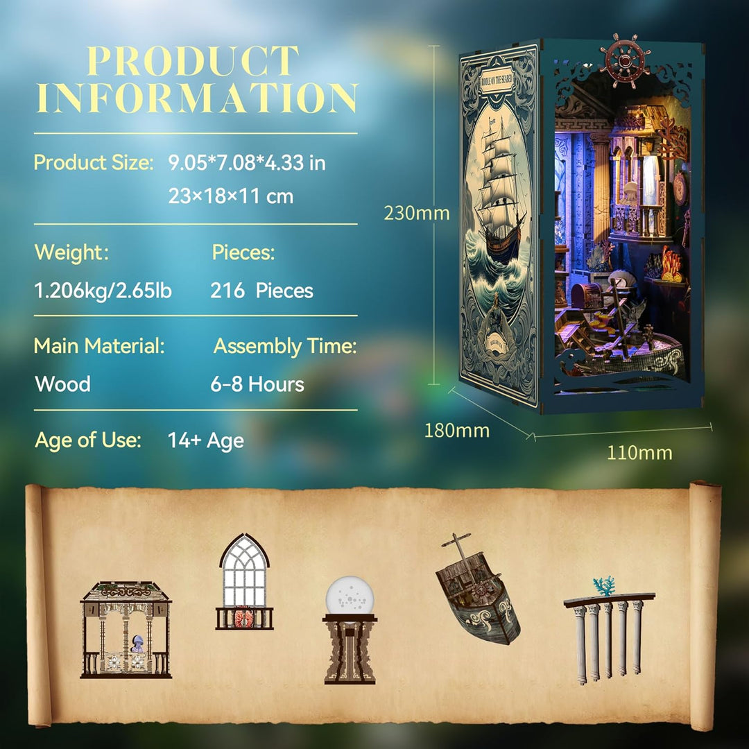 Book Nook Kit für Erwachsene: LUMYCE Holzpuzzle DIY Miniatur Haus 3D Puppenhaus - Buchstütze für Büc