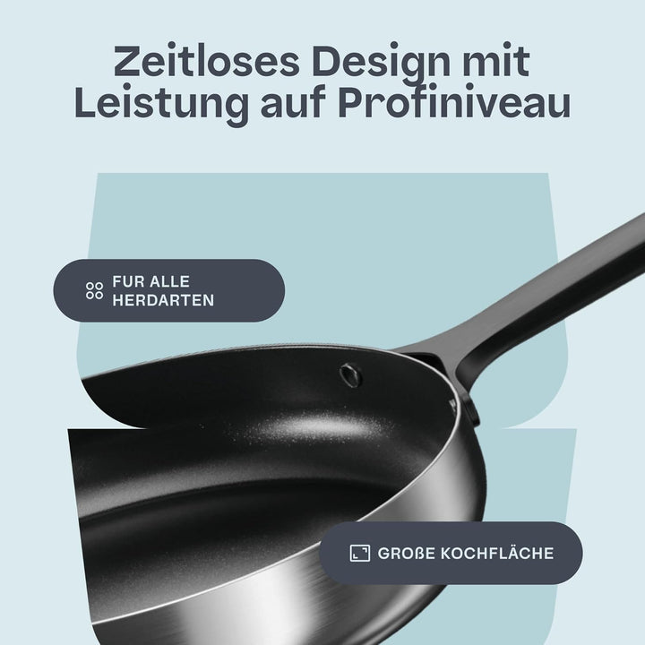 Berghoff Home Edelstahl Bratpfanne 28cm – Antihaft-Pfanne ohne PFAS – beschichtete Universalpfanne f