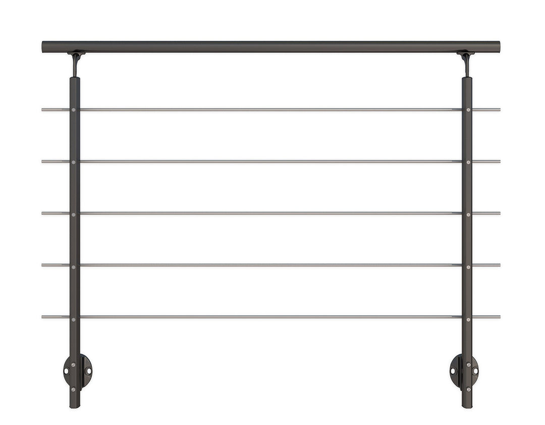 DOLLE Geländer Set in Anthrazit aus Aluminium mit Edelstahlrohren seitliche Montage 150cm (kürz- und