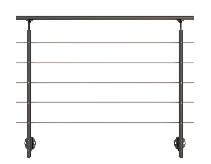 DOLLE Geländer Set in Anthrazit aus Aluminium mit Edelstahlrohren seitliche Montage 150cm (kürz- und