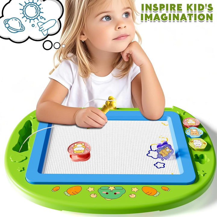 XL Magnetische Zaubertafel für Kinder, Maltafel mit Stempel & Stift, Lernspielzeug & Reisegrösse, Ge