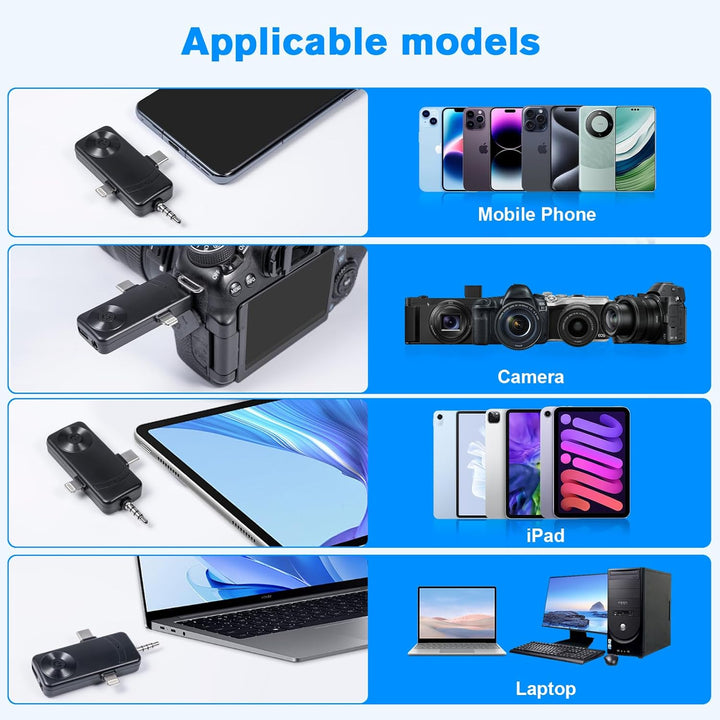 Mini-Ansteckmikrofon mit Geräuschunterdrückung,Wireless Mikrofon für Android-Handys, iPhones, Comput