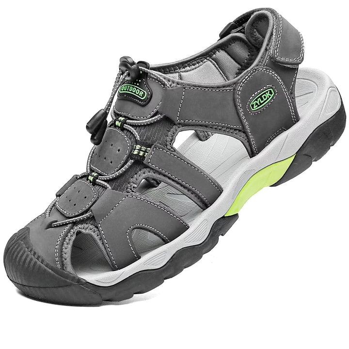 Herren Sandalen Leder Strand Trekkingsandalen Outdoorschuhe Sommer Wanderschuhe Männer Sport-Outdoor