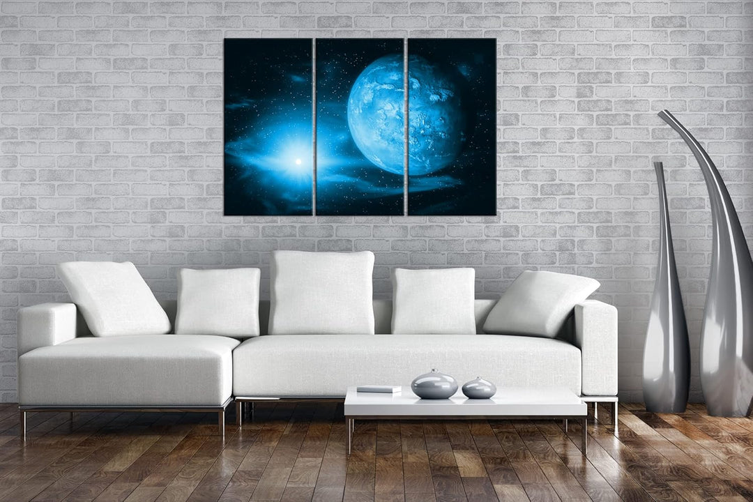 deyoli Dark Planet Mars in unserem Sonnensystem Format 120x80 3Teilig Effekt: Monocrome Blau als Lei